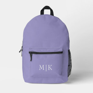 Paars en Wit   Modern Monogram Bedrukte Rugzak