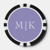Paars en Wit | Modern Monogram Poker Chips (Voorkant)