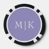 Paars en Wit | Modern Monogram Poker Chips (Achterkant)
