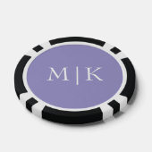 Paars en Wit | Modern Monogram Poker Chips (Enkel)