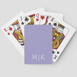 Paars en Wit Modern Monogram Pokerkaarten
