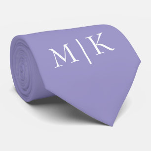 Paars en Wit Modern Monogram Stropdas