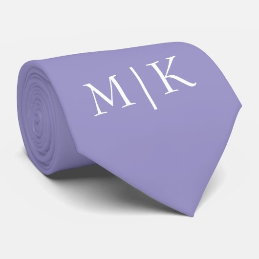 Paars en Wit | Modern Monogram Stropdas (Opgerold)