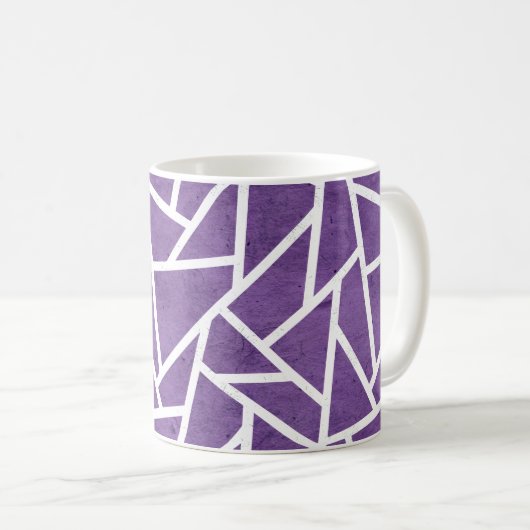 Paars en wit mozaïekpatroon koffiemok (Voorkant rechts)