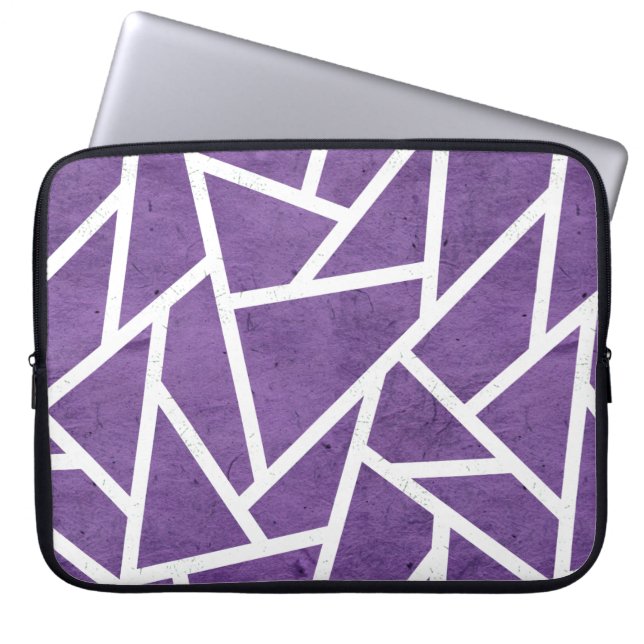 Paars en wit mozaïekpatroon laptop sleeve (Voorkant)