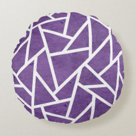 Paars en wit mozaïekpatroon rond kussen