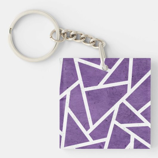 Paars en wit mozaïekpatroon sleutelhanger (Voorkant)