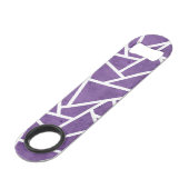 Paars en wit mozaïekpatroon speed flessenopener (Voorkant Gekanteld)