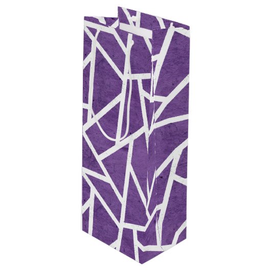 Paars en wit mozaïekpatroon wijn cadeautas (Voorkant Gekanteld)