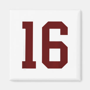 Paars En Wit Nummer 16 Shirt Speler Uniform # Magneet