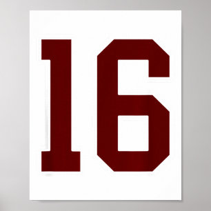 Paars En Wit Nummer 16 Shirt Speler Uniform # Poster