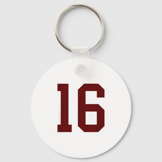 Paars En Wit Nummer 16 Shirt Speler Uniform # Sleutelhanger (Voorkant)