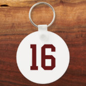 Paars En Wit Nummer 16 Shirt Speler Uniform # Sleutelhanger (Voorkant)