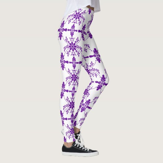 Paars en wit oud Engels gestileerd Leggings (Rechts)