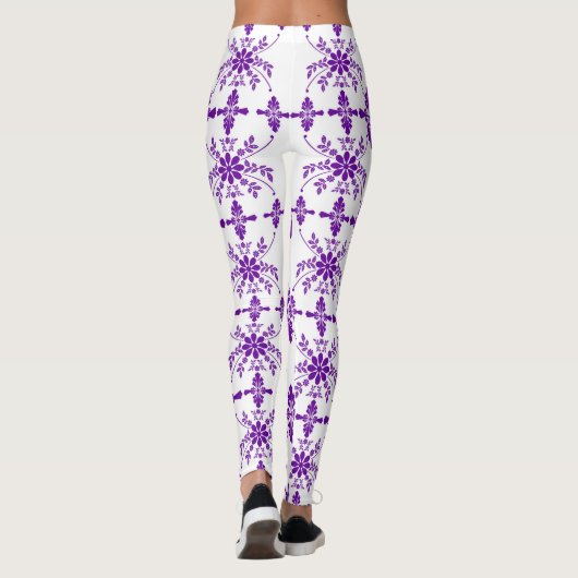 Paars en wit oud Engels gestileerd Leggings (Achterkant)