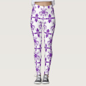 Paars en wit oud Engels gestileerd Leggings (Voorkant)