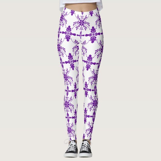 Paars en wit oud Engels gestileerd Leggings (Voorkant)