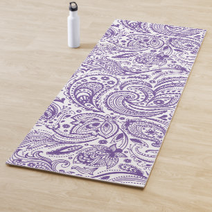 Paars en wit paisleypatroon yogamat