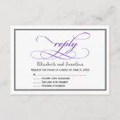 Paars en wit script bruiloft antwoordkaart RSVP kaartje (Voorkant)