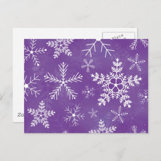 Paars en wit Snowflake-patroon Briefkaart (Voorkant / Achterkant)