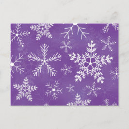 Paars en wit Snowflake-patroon Briefkaart