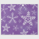 Paars en wit Snowflake-patroon Cadeaupapier (Vlak)