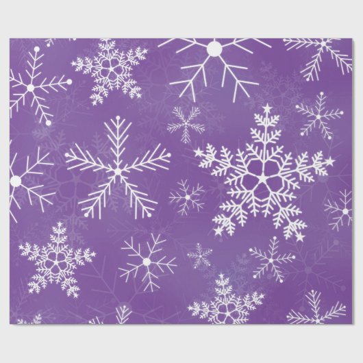 Paars en wit Snowflake-patroon Cadeaupapier (Vlak)
