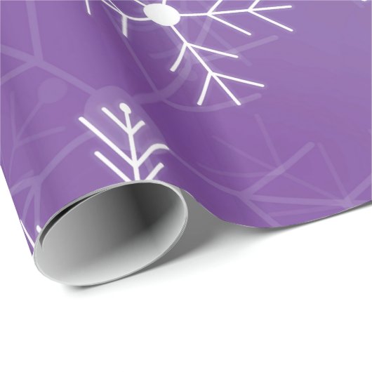 Paars en wit Snowflake-patroon Cadeaupapier (Rol Hoek)