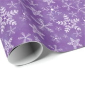 Paars en wit Snowflake-patroon Cadeaupapier (Rol Hoek)