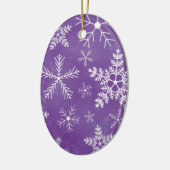 Paars en wit Snowflake-patroon Keramisch Ornament (Links)