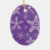 Paars en wit Snowflake-patroon Keramisch Ornament (Achterkant)