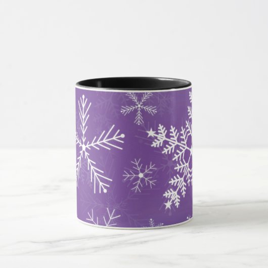 Paars en wit Snowflake-patroon Mok (Midden)