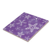 Paars en wit Snowflake-patroon Tegeltje (Zijkant)