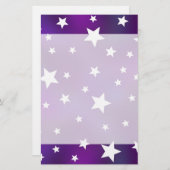 Paars en wit Star Patroon Briefpapier (Voorkant / Achterkant)