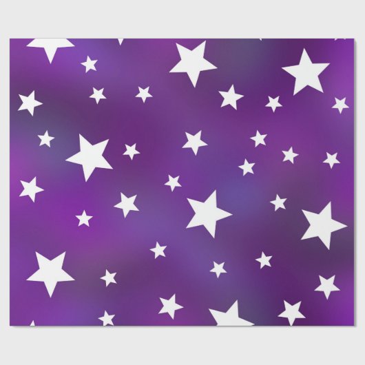 Paars en wit Star Patroon Cadeaupapier (Vlak)