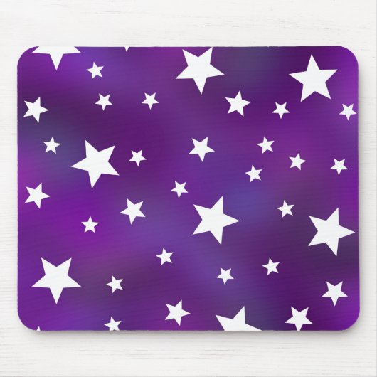 Paars en wit Star Patroon Muismat (Voorkant)
