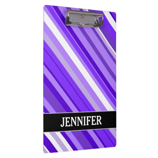 Paars en wit striped patroon + aangepaste naam klembord (Rechts)