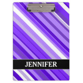 Paars en wit striped patroon + aangepaste naam klembord (Voorkant)