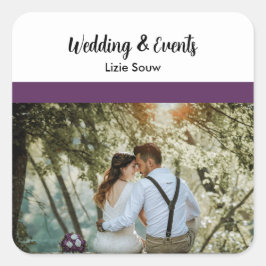 Paars en wit vierkante sticker