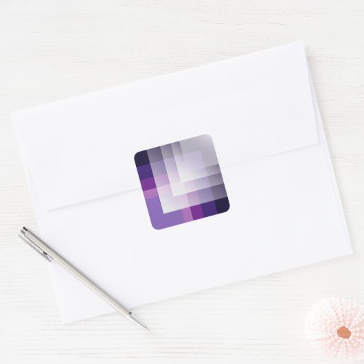 Paars en wit vierkante sticker (Envelop)