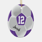 Paars en wit Voetbal Keramisch Ornament (Rechts)