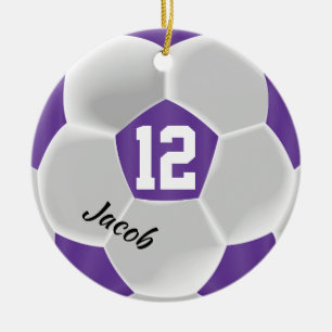 Paars en wit Voetbal Keramisch Ornament