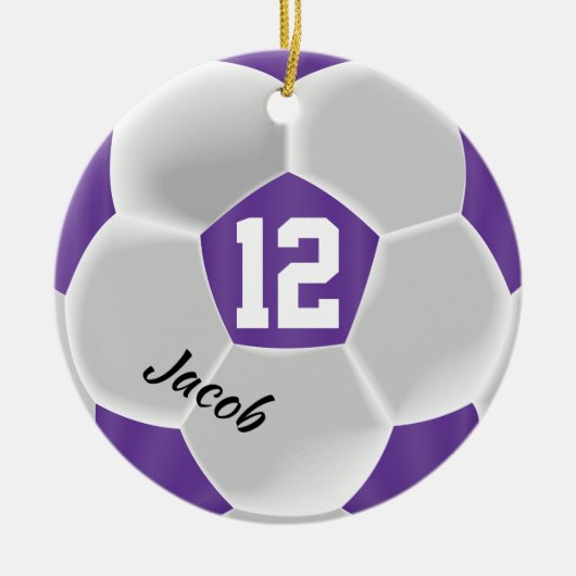 Paars en wit Voetbal Keramisch Ornament (Voorkant)