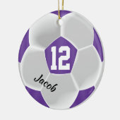 Paars en wit Voetbal Keramisch Ornament (Links)