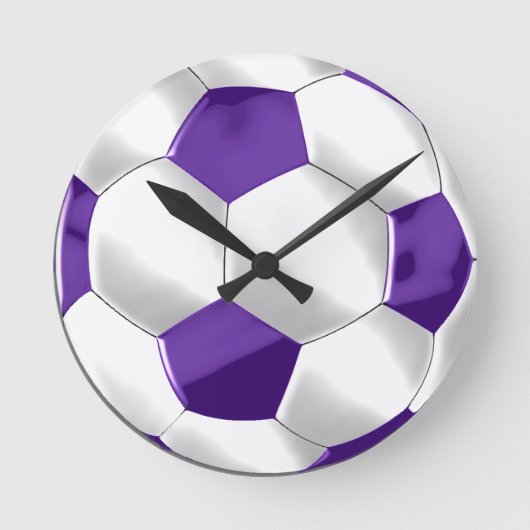 Paars en wit Voetbal Ronde Klok (Voorkant)