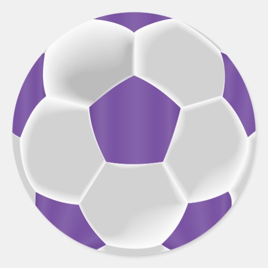 Paars en wit Voetbal Ronde Sticker (Voorkant)