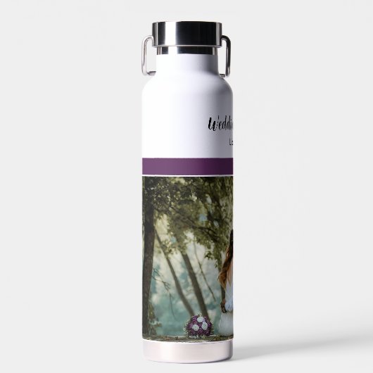 Paars en wit waterfles (Voorkant)