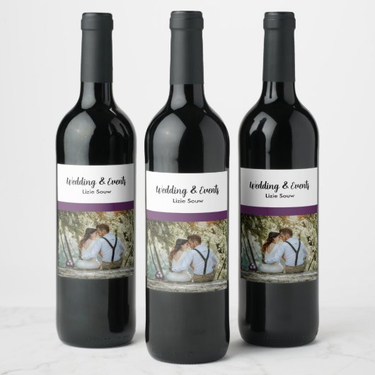 Paars en wit wijn etiket (Flessen)