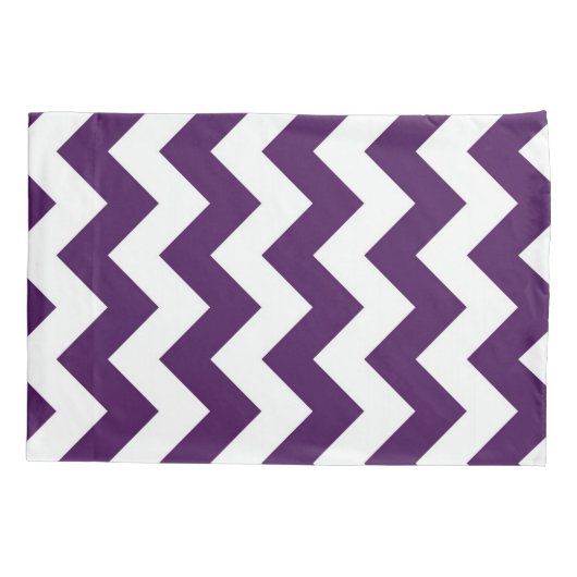 Paars en wit Zigzag Geometrisch Patroon Kussensloop (Achterkant)