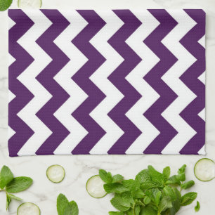 Paars en wit zigzag theedoek